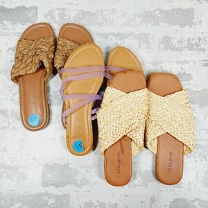 New Bundle of 3 Nine West/Indigo Woven Slip On Sandals E589